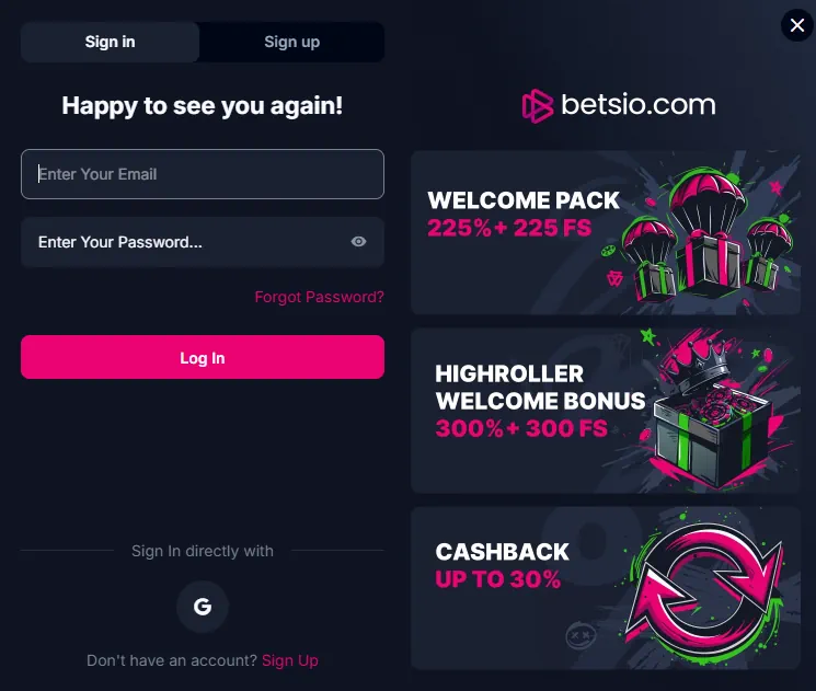 Betsio Casino Login